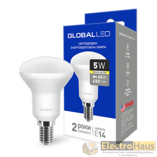 LED лампа GLOBAL R50 5W теплый свет 220V E14 (1-GBL-153)